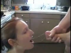 Hot chick receives facial after giving blowjob